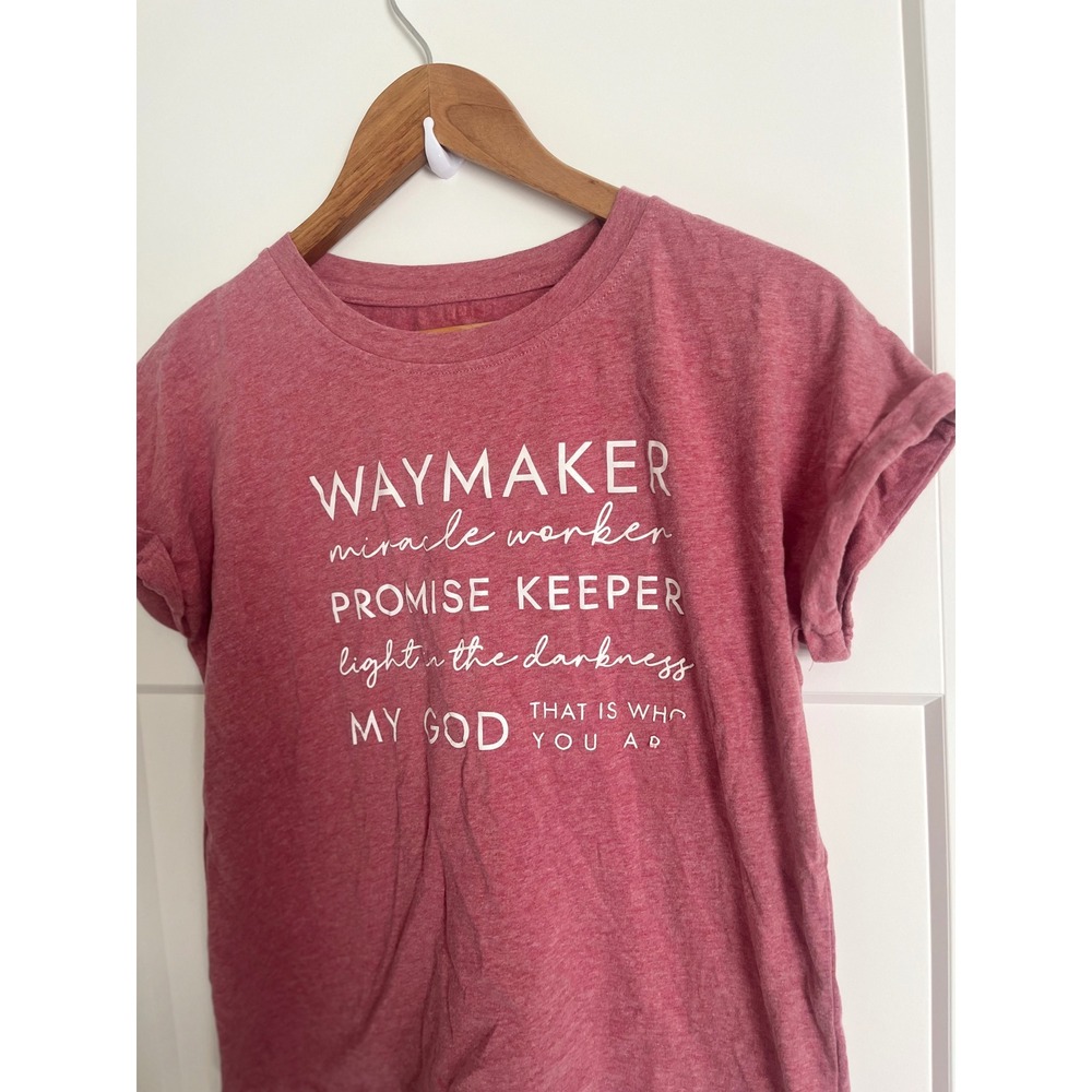 Waymaker Miracle Worker Christian Graphic Tee Shirt Heather Red Small - Picture 3 of 5
